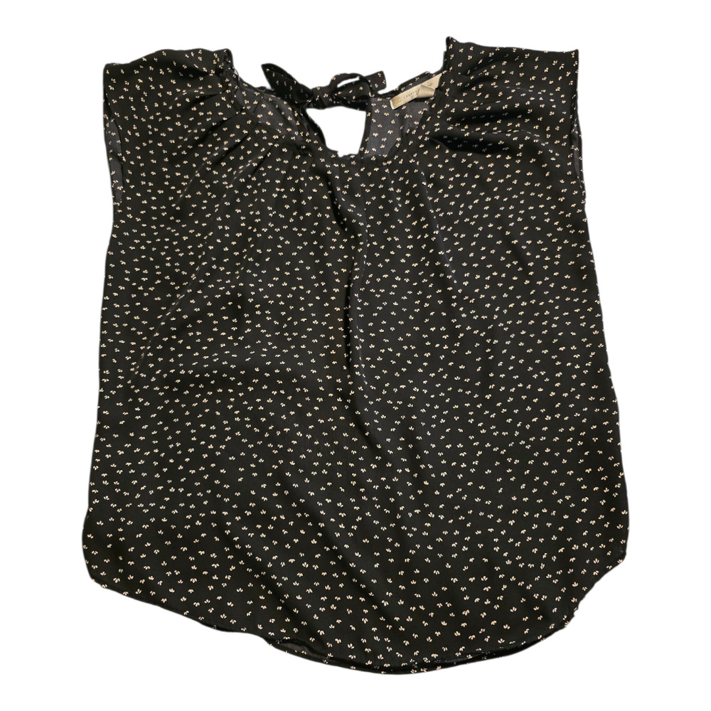 LC Lauren Conrad Pleated Scoopneck Top Black and White L